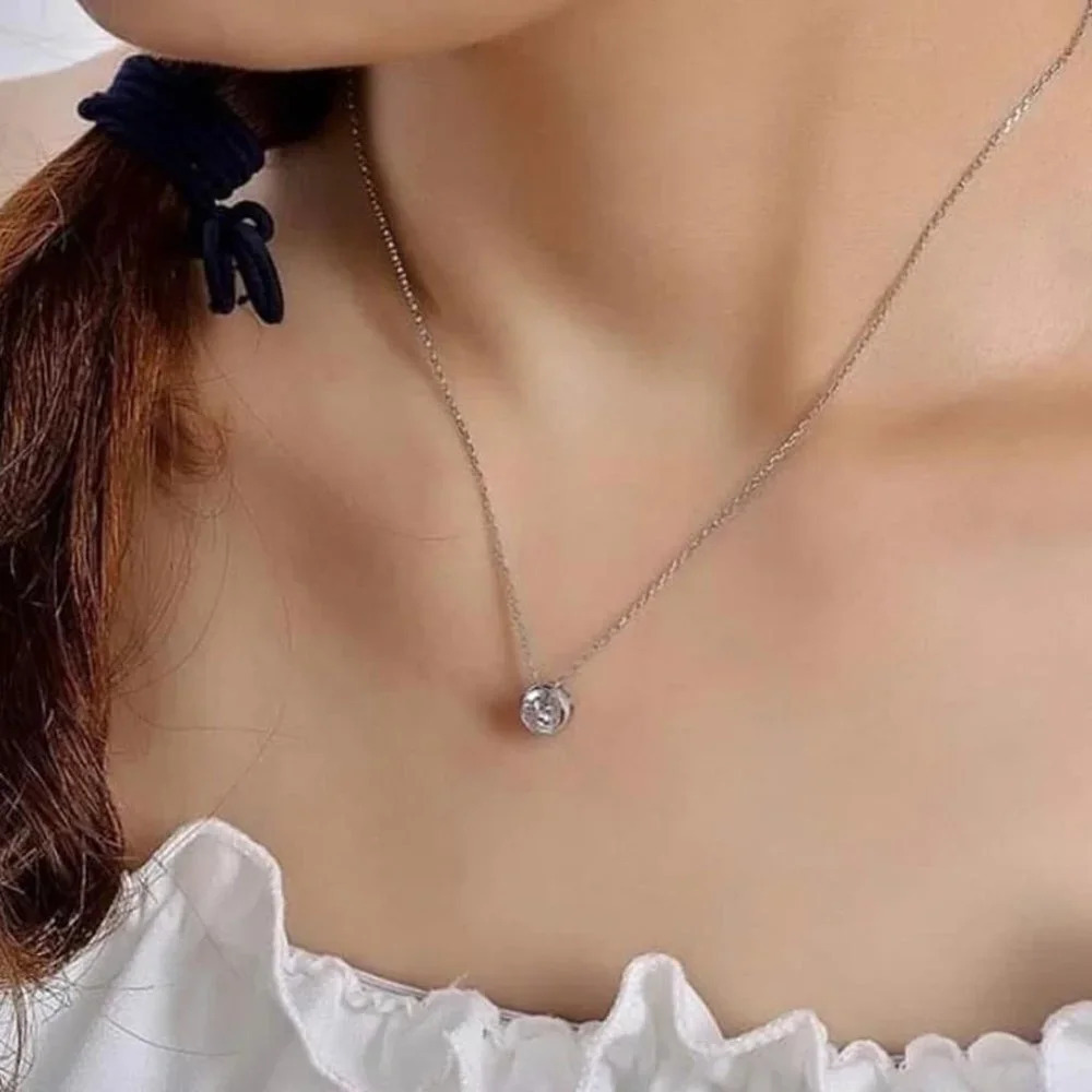 🎁Dainty Refine Crystal Clear Round Zircon Pendant Necklaces, UNVN12406 - Picture 3 of 3